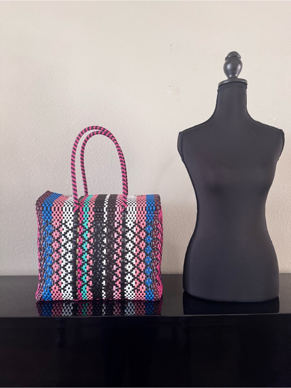Woven Multicolor Large Tote Bag
